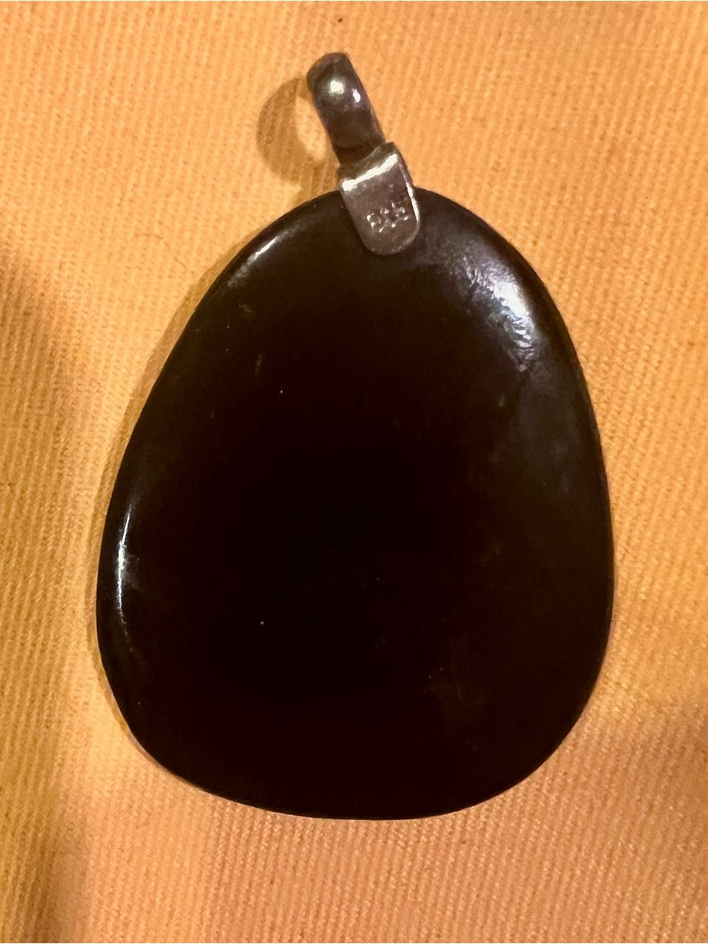 Black Obsidian Pendant with Sterling Silver Bail